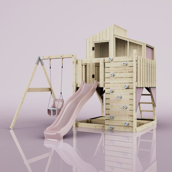 PolarPlay Spielturm Lotta aus Holz in Rosa,