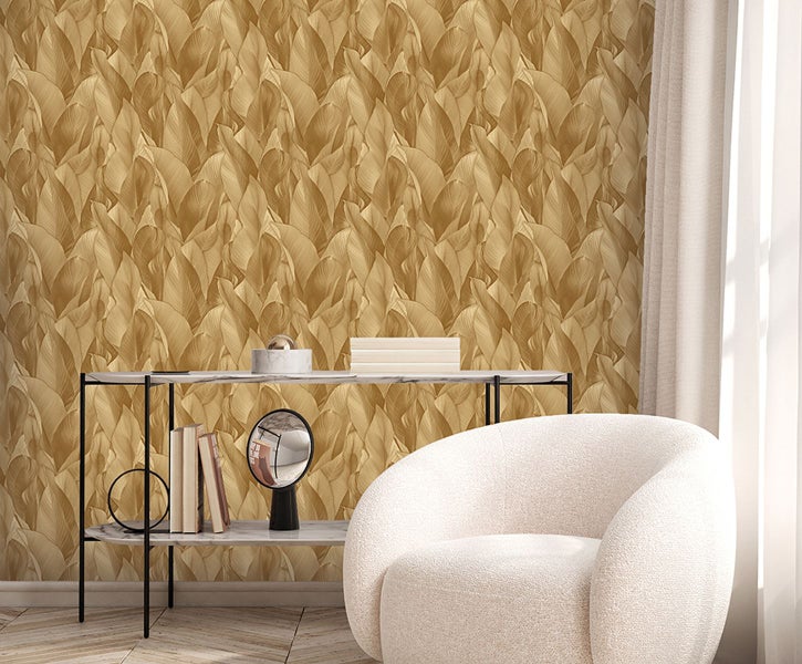 Zambaiti Tapete Blätter Gold - 53 cm x 10.05 m - 662245