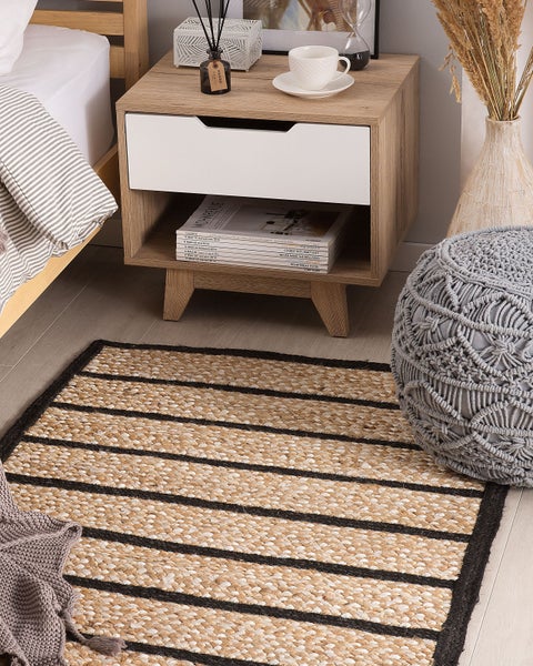 Teppich KARADONA Beige 80 x 150 cm Jute