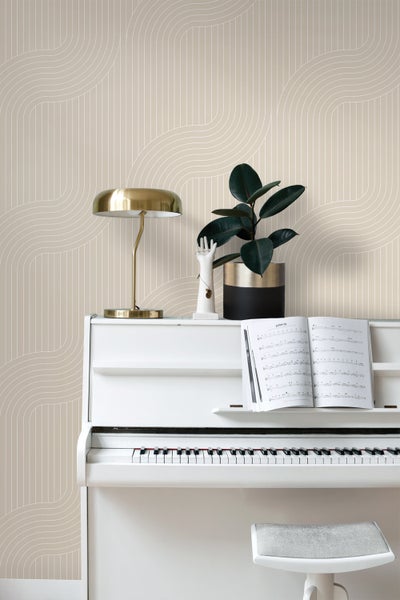 ESTAhome Tapete grafische Linien Beige - 50 x 900 cm - 139927