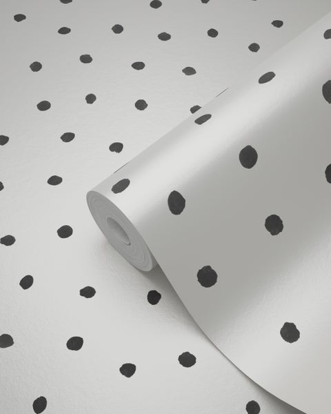 Origin Wallcoverings Tapete Punkte Weiß und Schwarz - 53 cm x 10.05 m - 347699