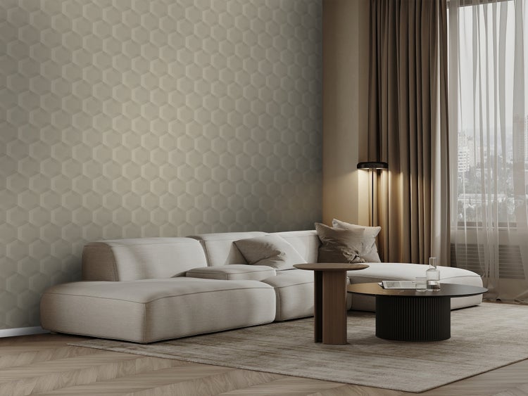 Origin Wallcoverings Tapete 3D Wabenmuster Sandbeige - 53 cm x 10.05 m - 348019