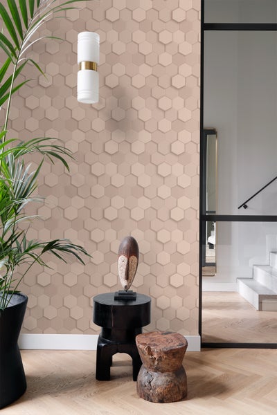 Origin Wallcoverings Tapete 3D Wabenmuster Hellrosa - 53 cm x 10.05 m - 347849