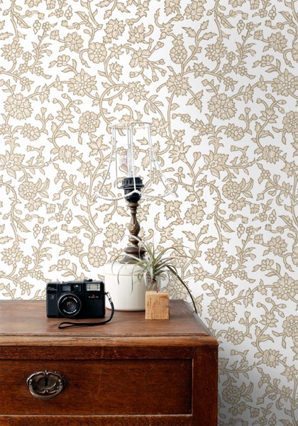 ESTAhome Tapete Blumenmuster Beige - 50 x 900 cm - 131518