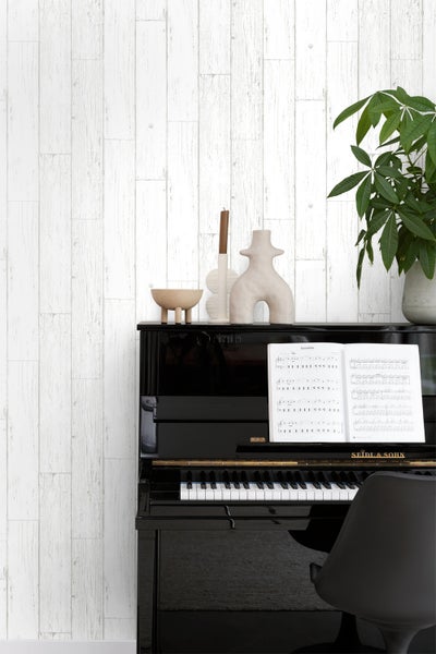 Origin Wallcoverings Tapete Holz-optik Elfenbeinweiß - 53 cm x 10.05 m - 347551