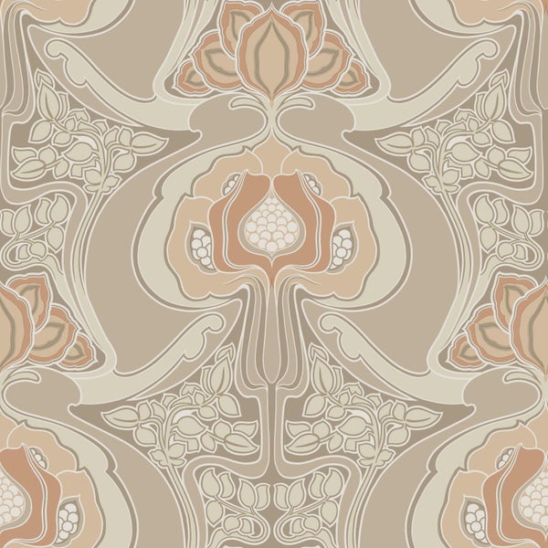 ESTAhome Tapete Blumenmuster im Jugendstil Beige - 53 cm x 10.05 m - 139569