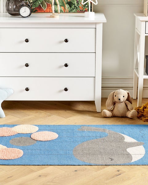 Kinderteppich BALABANG Blau 80 x 150 cm Baumwolle