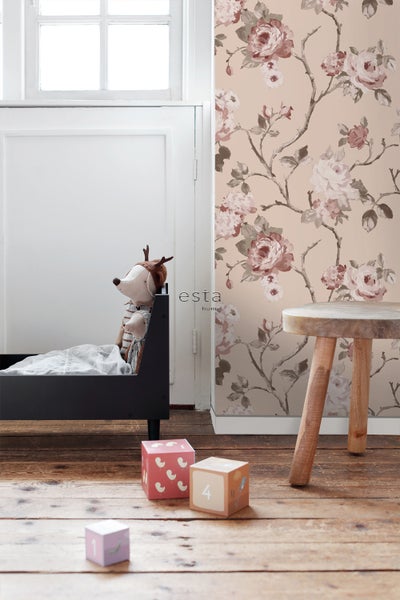 ESTAhome Tapete Blumenmuster Rosa - 0.53 x 10.05 m - 139476