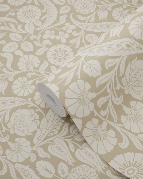 ESTAhome Tapete Blumenmuster Beigebraun - 50 x 900 cm - 139783