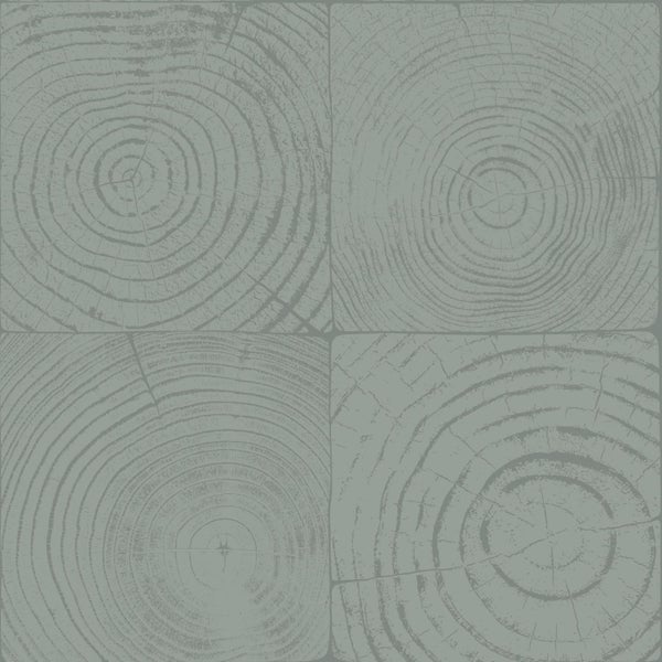 Origin Wallcoverings Tapete Querschnitte von Baumstämmen Lagunengrün - 53 cm x 10.05 m - 347547