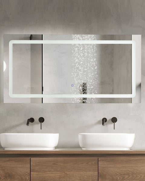 LED-Badezimmer-Spiegel BENOUVILLE 120 cm 60 cm Silber