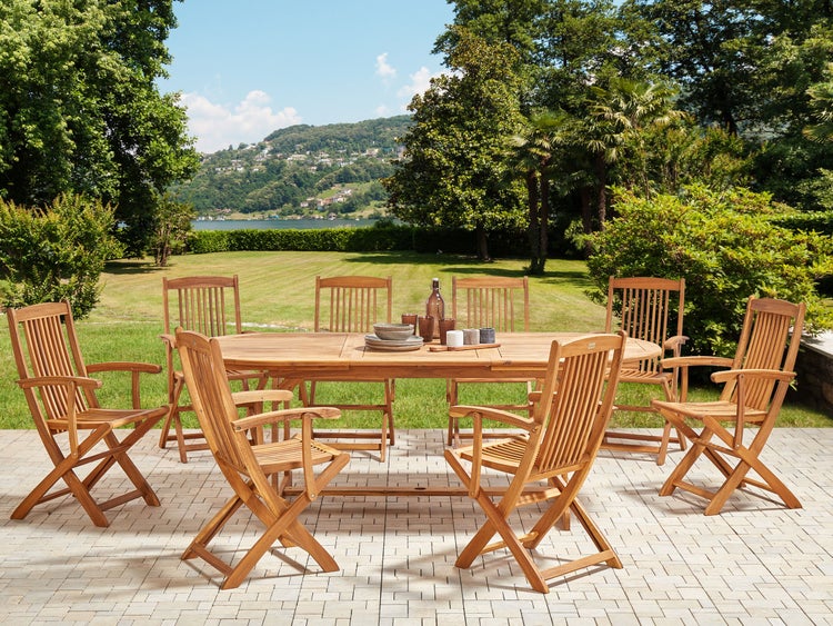 Gartenmöbel Set 8-Sitzer MAUI II Akazienholz Hellbraun