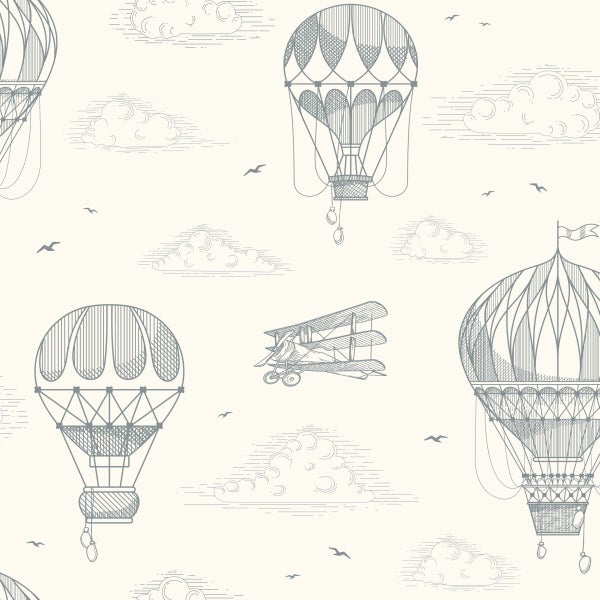 ESTAhome Tapete Luftballons Grauweiß - 50 x 900 cm - 139716