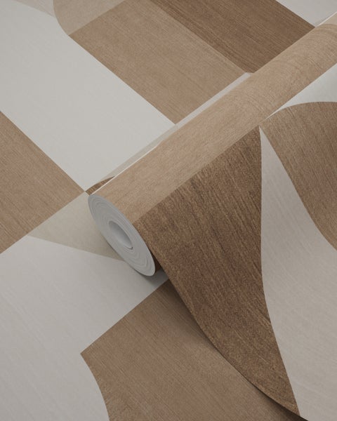 Origin Wallcoverings Tapete Kreise im Bauhaus-Stil Braun und Beige - 50 x 900 cm - 348028