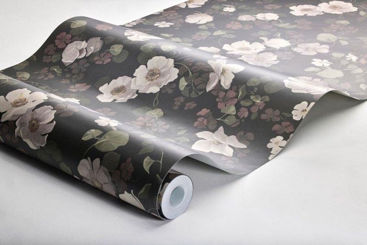 Borastapeter Tapete Blumen Braun, Grün und Rosa - 53 cm x 10.05 m - 660287
