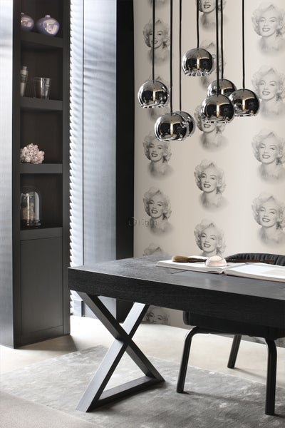 Origin Wallcoverings Tapete Marilyn Monroe Grau und Schwarz - 53 cm x 10.05 m - 326350