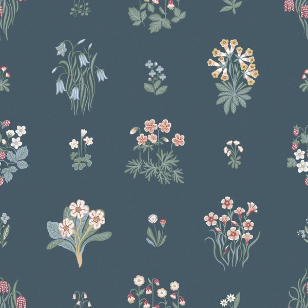 Borastapeter Tapete Blumen Blau und Mehrfarbig - 53 cm x 10.05 m - 662659
