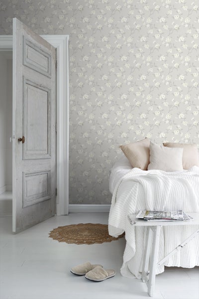 Borastapeter Tapete Blumen Grau - 53 cm x 11.2 m - 660145
