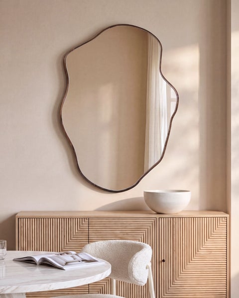 Wandspiegel MENVILLE 60 cm 90 cm Paulownia-Holz Braun