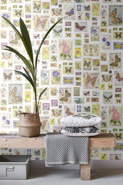 ESTAhome XXL-Vliestapete Briefmarken Mehrfarbig - 50 x 900 cm - 158109
