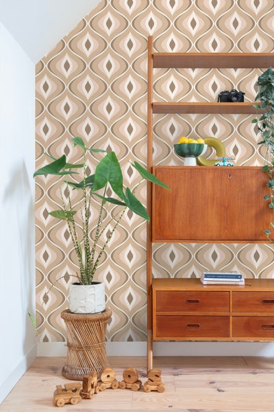 ESTAhome Tapete Retro-Ornamente Beige und Braun - 50 x 900 cm - 130985