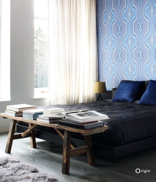 Origin Wallcoverings Tapete grafische Linien Blau und Türkis - 53 cm x 10.05 m - 347228