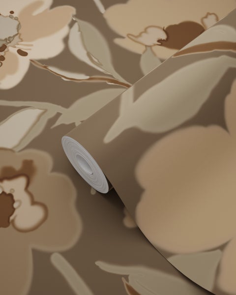 ESTAhome Tapete Blumen Beige und Braun - 50 x 900 cm - 130989
