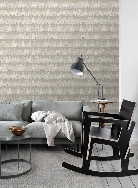 ESTAhome Tapete Amsterdamer Grachtenhäuser Beige - 53 cm x 10.05 m - 137713