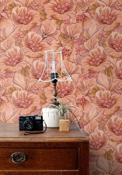 ESTAhome Tapete Blumenmuster Terrakottarosa - 50 x 900 cm - 131294