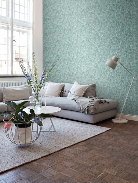 Origin Wallcoverings Tapete Federn Lagunengrün - 53 cm x 10.05 m - 347396