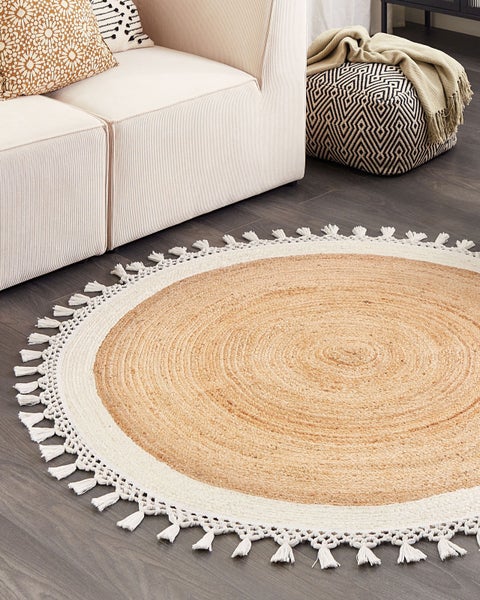 Teppich MARTS Weiß ø 140 cm Jute