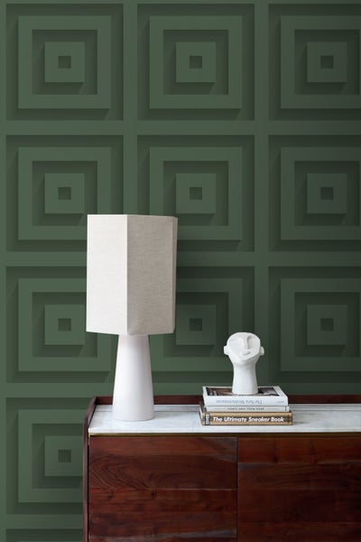 Origin Wallcoverings Tapete 3D-Quadrate Dunkelgrün - 50 x 900 cm - 347974
