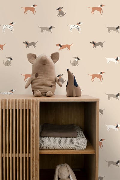 Tapetenrolle mit Hundemotiv
