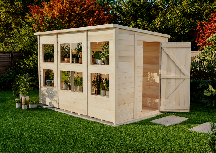 Storehaus Gerätehaus Gregor Gerätehaus aus Holz, Geräteschrank mit 12 mm Wandstärke, Gartenhaus, Naturbelassen 1,9x3,1m