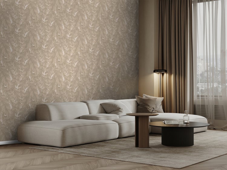Origin Wallcoverings Tapete Palmblätter Beige - 50 x 900 cm - 347890