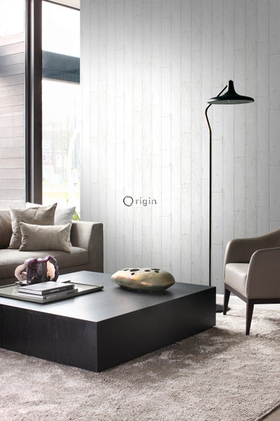 Origin Wallcoverings Tapete Holz-optik Elfenbeinweiß - 53 cm x 10.05 m - 347551