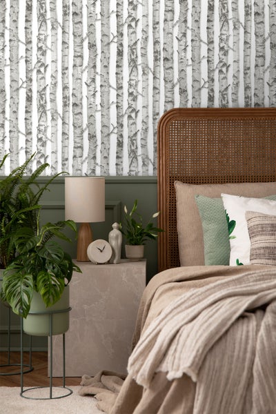 Walls4You Tapete Bäume Grau und Weiß - 53 cm x 10,05 m - 935295