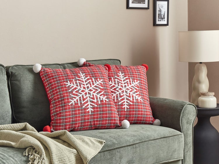 Dekokissen 2er Set LONICERA 45 x 45 cm Rot Weihnachtsmotiv