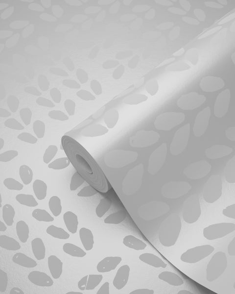 Origin Wallcoverings Tapete Blätter Weiß und Silbergrau - 53 cm x 10.05 m - 347502