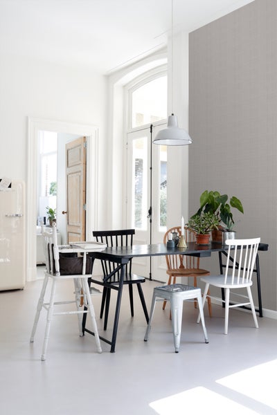 ESTAhome Tapete Leinen-Optik Hellgrau - 53 cm x 10.05 m - 139026