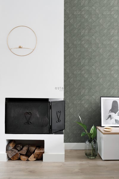 ESTAhome Tapete 3D-Muster Graugrün - 50 x 900 cm - 139328