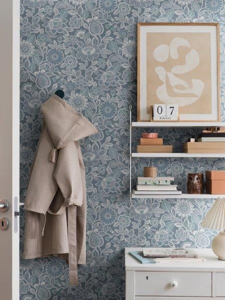 Borastapeter Tapete Blumen Graublau - 53 cm x 11.2 m - 660154