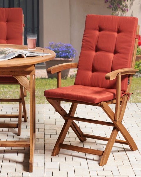 Set mit 2 Stühlen und Sitzkissen MAUI PREMIUM Akazienholz Rot