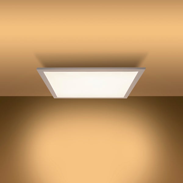 LED Panel-Deckenleuchte NICO, funktionelle Deckenleuchte aus Metall und Kunststoff in weiß, mit festverbauten LED und vielen Funktionen, ideal für Büro, Praxis oder Werkstatt, ca. 59,5 x 59,5 cm