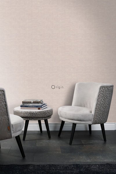 Origin Wallcoverings Tapete Leinen-Optik Hellrosa - 53 cm x 10.05 m - 347637