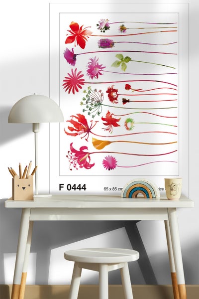 Dekoratives Poster mit floralem Motiv im Format 65 x 85 cm auf einem Schreibtisch