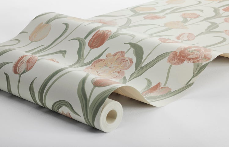 Borastapeter Tapete Blumen Terrakotta und Grün - 53 cm x 10.05 m - 662670