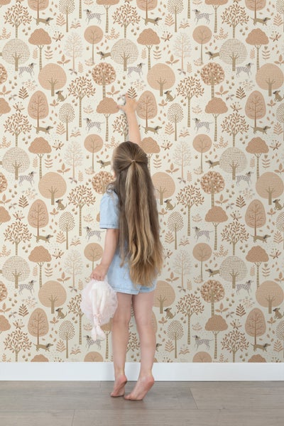 ESTAhome Tapete Hunde Beige und Hellrosa - 53 cm x 10.05 m - 139710