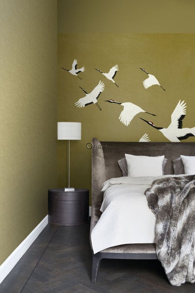 Origin Wallcoverings Fototapete Kraniche Ockergelb - 3 x 3 m - 357236