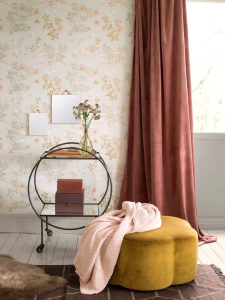 Borastapeter Tapete Blumen Beige - 53 cm x 10.05 m - 660436